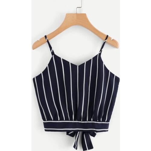 2019 Fashion For Women Stripe Shirt Sleeveless Loose V Sleeve Tank Top Bandage Casual Tops Sleeveless Tunic Sexy Female Tank Top