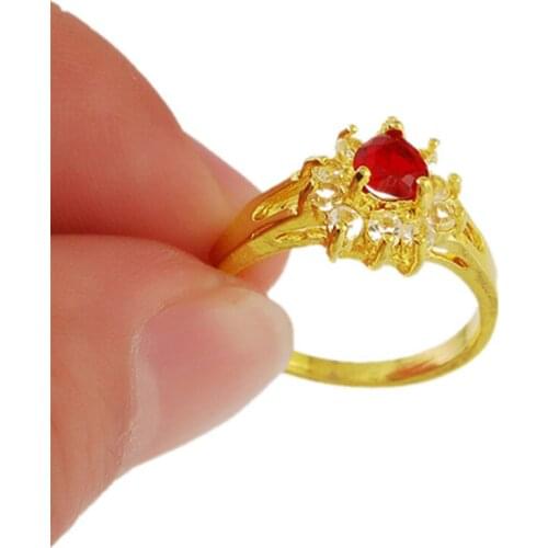 Rings For Women Cute Heart CZ Wedding Rings Jewelry Yellow Gold Color Cubic Zirconia Stone Anillos Mujer R030