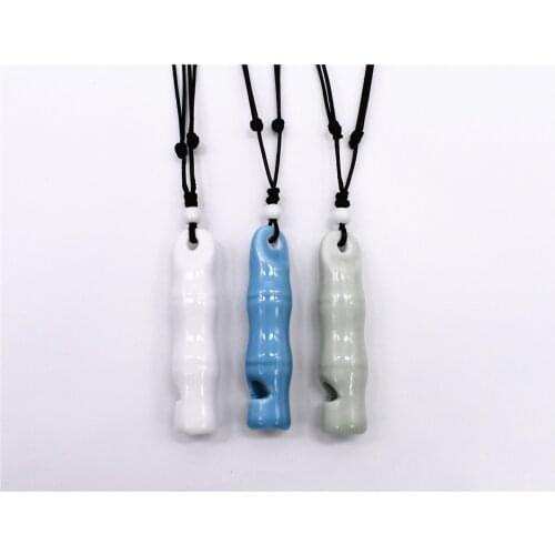 1pcs 63x18mm Three Colors Smooth Ceramic Whistle Necklace&Sweater Chain