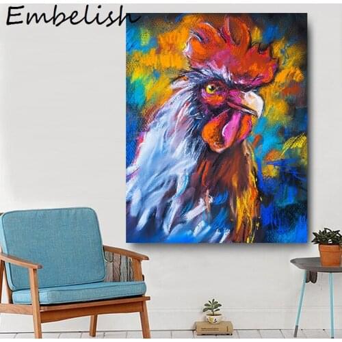 1 Pieces HD Print Canvas Oil Paintings For Living Room Colorful Rooster On A Cardboard Animals Wall Posters Home Decor Pictures