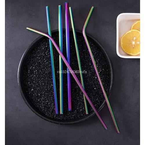 200pcs Stainless Steel Drinking Straws Straight and Bent Colorful Drinks Straws Reusable Filter DIY Tea Coffee Tools Wholesale
