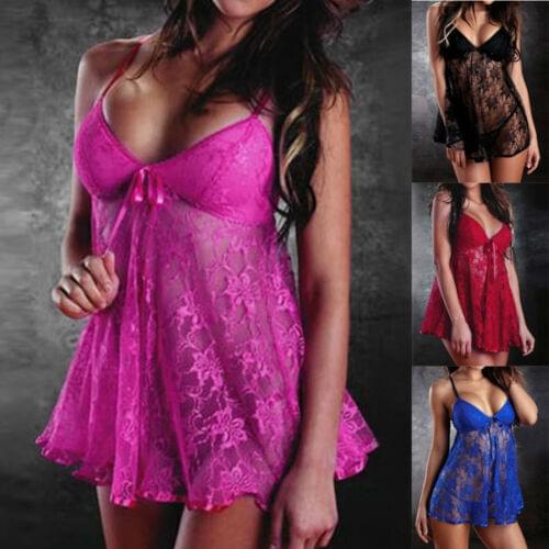 2021 New Plus Size 2XL Women Ladies Sexy Nightwear Lace Dress Lingerie Underwear G-string Sleepwear
