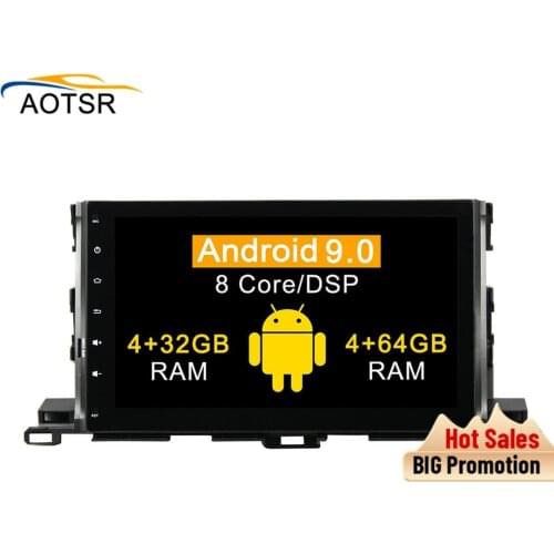 4+64G Android 9.0 Car DVD radio Stereo Head For TOYOTA Highlander 2015 Auto Radio GPS Navi Video Audio BT Wifi multimedia player