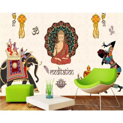 Beibehang Nostalgic Personality Stereo 3d Wallpaper Thai Indian Style Classic Restaurant Yoga Background wall papers home decor