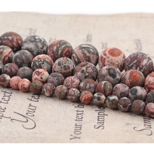 Natural Matte Frosted Leopard skin Jaspers Beads 4/6/8/10/12mm Round Loose Stone Bead for Jewelry Making DIY Bracelet 15" Strand