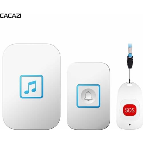 CACAZI Smart Home Waterproof Wireless pager Doorbell Old man Child lEmergency alarm 80m Remote Call Bell US EU UK Plug SOS Pager