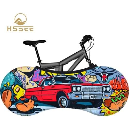 HSSEE graffiti series bicycle cover premium elastic milk silk fabric road bike indoor dust cover non-fading bicycle accessories