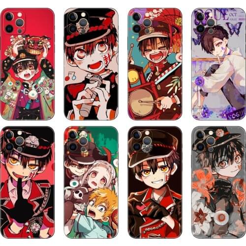 Black tpu case for iphone 5 5s se 2020 6 6s 7 8 plus x 10 XR XS 11 12 mini pro MAX back cover Anime Toilet-Bound Hanako-kun