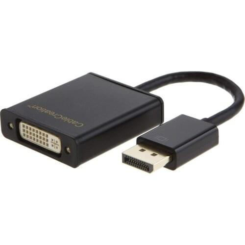 DP to DVI, DisplayPort to DVI Adapter Cable, DP Male to DVI Female Cable with built in IC Chipset, Black Color