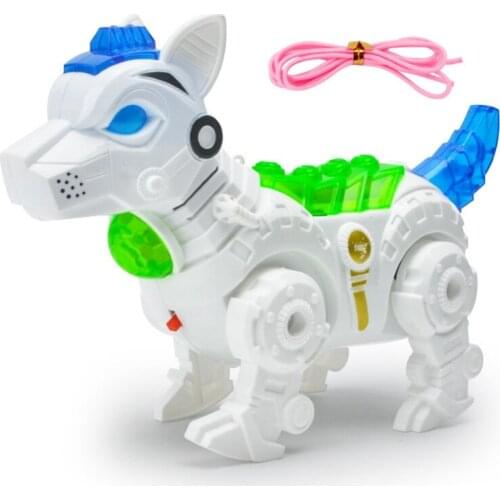 Electronic Pet Dog Interactive Puppy Robot Walking, Chasing and Fun Activities Cartoon Dog with Leash Nice Present 69HE