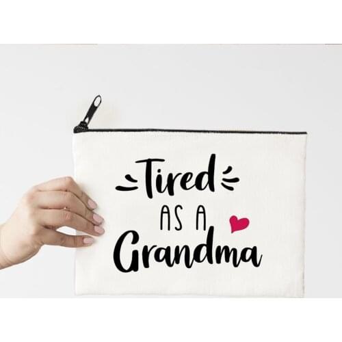 As A Grandma Makeup Bag Letter Flower Print Cosmetic Bags Make Up Bags Toiletries Organizer Pouch Ladies Makeup Box