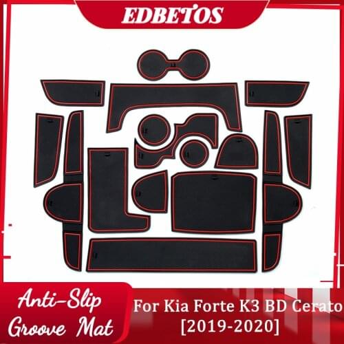 Door Groove Mat For Kia Forte 2019 2020 BD Cerato K3 Vivaro Accessories Anti-Slip Mat Gate Slot Coaster Car Interiors Gel Pad