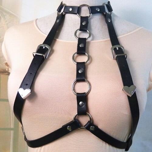 Leather Bra Harness For Women Fetish Body Chest Bondage Lingerie Erotic Cage Bra Gothic Punk Ladies Garter Belt Crop Top