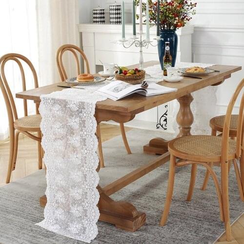 Lace Hollow Out Flowers Pattern Table Runner European Style Coffee Table Mat Wedding Home Restaurant Decoration Camino De Mesa