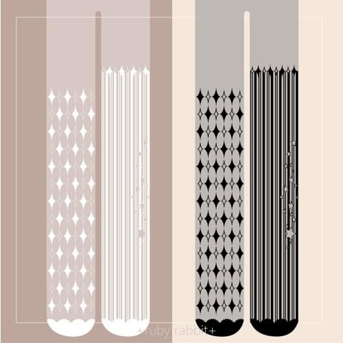 Lace 20D Velvet Tights Lolita Pantyhose in White and Black