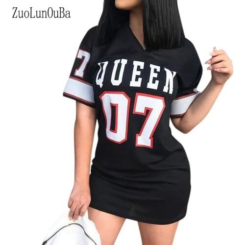 Summer Women Mid Length T Shirt Number 07 Printin V Neck Short Sleeved Plus Size Black Tees Tops