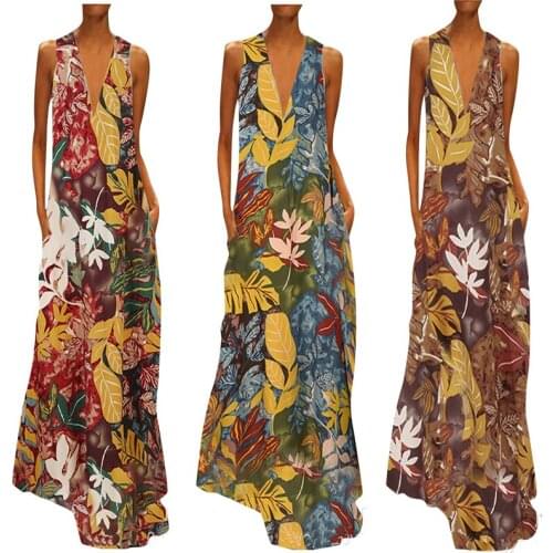 Summer women skirt deep V sexy long skirt dress print dress