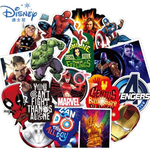 10/30/50Pcs Disney Avengers Stickers Cool Marvel Iron Man Spiderman Waterproof Laptop Guitar Travel Luggage Sticker Kid Girl Toy