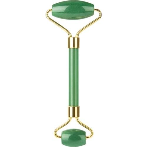Natural Green Aventurine Face Roller Massager Double Stone Massage Stick For Neck Eye Skincare Facial