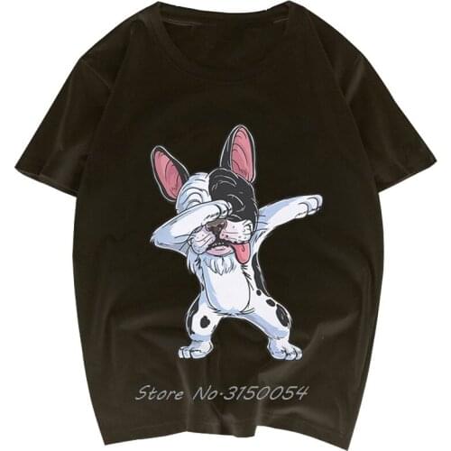 New Men T-Shirt Funny Dabbing Dog Print French Bulldog Fashion Men T Shirt Short Sleeve Basic Tee Shirts Cotton Tops Tshirt