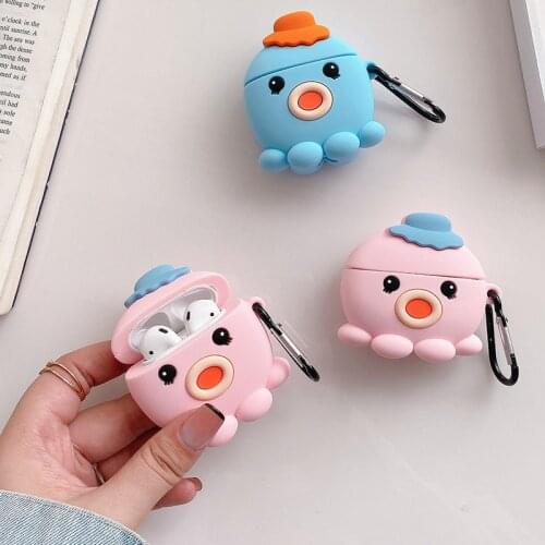 2021 New Cute Octopus Case for Airpods 1 2 3 Protective Cover Soft Silicone Wireless Bluetooth Headset Case for Airpods Pro
