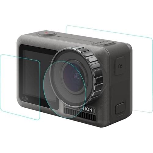 PULUZ Lens + Front and Back LCD Display Tempered Glass Film for DJI Osmo Action
