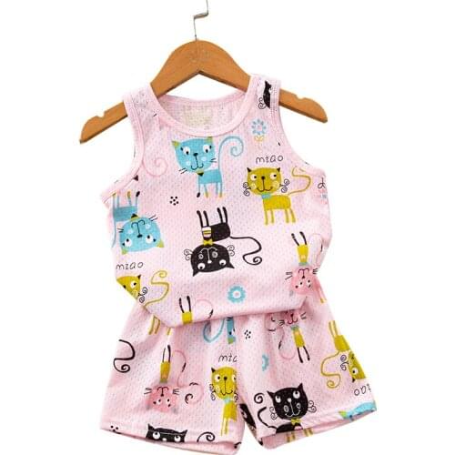Girls Fashion Summer Pajamas Sets Teenage Boys Sleeveless Vest Sleepwear Kids Pyjamas Summer Pajamas For Girls Teenager Pajamas