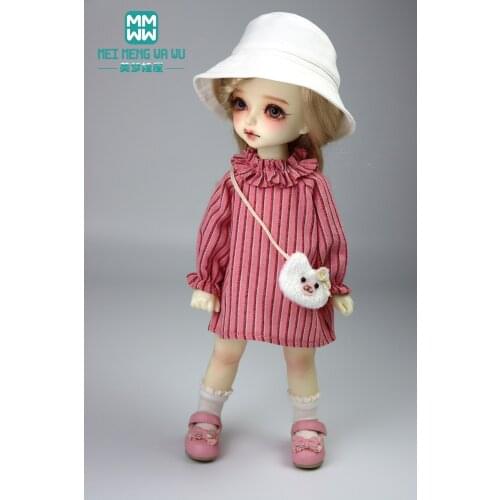 Fit 30cm 1/6 BJD YOSD doll clothes accessories Fashion retro striped dress, school uniform skirt