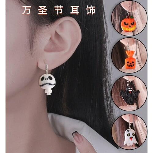Halloween Earrings Pumpkin Bat Party Ghost Festival Evil Eyeball Girl Funny Halloween Gift Happy Halloween Party Decor 2021
