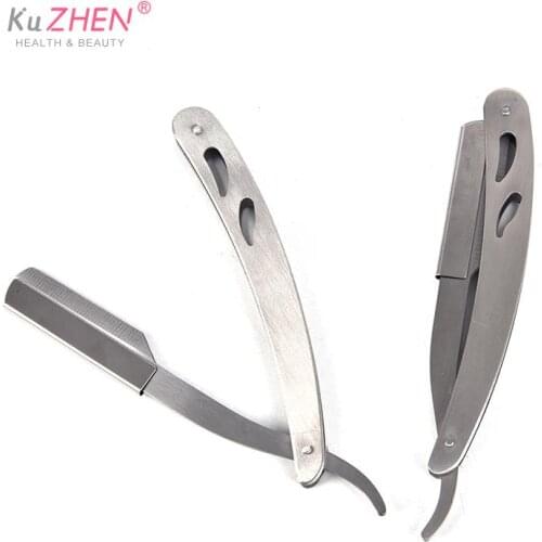 1pcs Stainless Steel Foldable Men Women Manual Shaver Straight Edge Sharp Barber Razor Folding Shaving Beard Cutter Blade