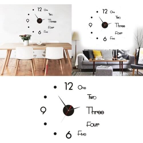 Modern Frameless Large 3D DIY Wall Clock for Home Living Room Bedroom Decoration