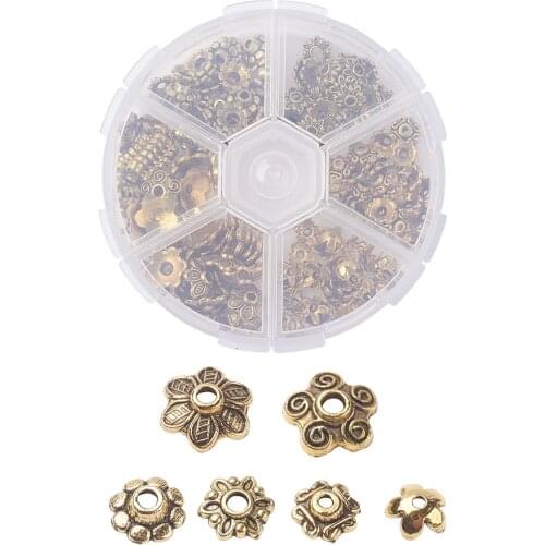 Tibetan silver retro flower cap mix box diy jewelry hand alloy accessories bead material jewelry making supplies