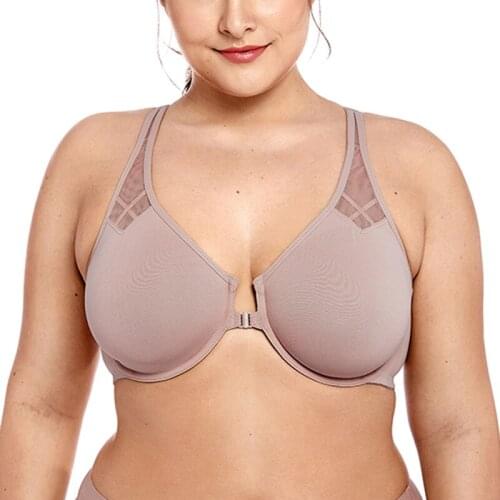 Comfortable Seamless Plus Size Racerback Unlined Front Closure Bra Womens Full Coverage Non Padded Underwire 36 38 40 42 E F