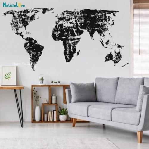 Vintage World Map Wall Sticker Decals Exquisite Home Decoration Living Room Large Size Vinyl Artwork Murals Handmade YT4539