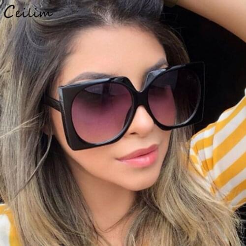 Vintage Oversize Square Sunglasses for Women Fashion Brand Design Big Frame Gradient Sun Glasses Female Shades UV400