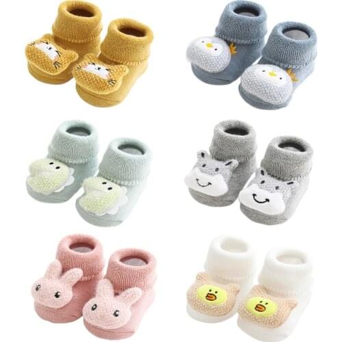 W3JF Autumn and winter terry thickened doll cartoon dispensing non-slip baby children