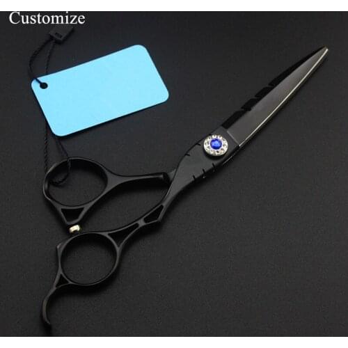 Customize japan steel 6 inch black Hollow hair cutting scissors barber makas hair scissor Thinning shears hairdressing scissors