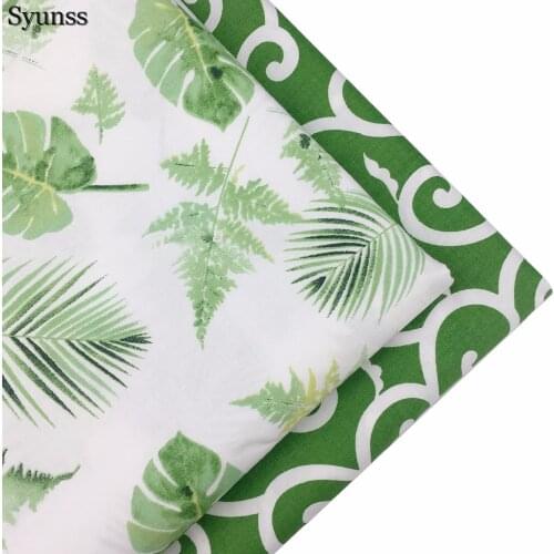 Green Big Leaves Syunss Cotton Fabric Tilda Tissus Patchwork Meter Baby Cloth Bedding Textile DIY Handmade Sewing Tedios Quilt