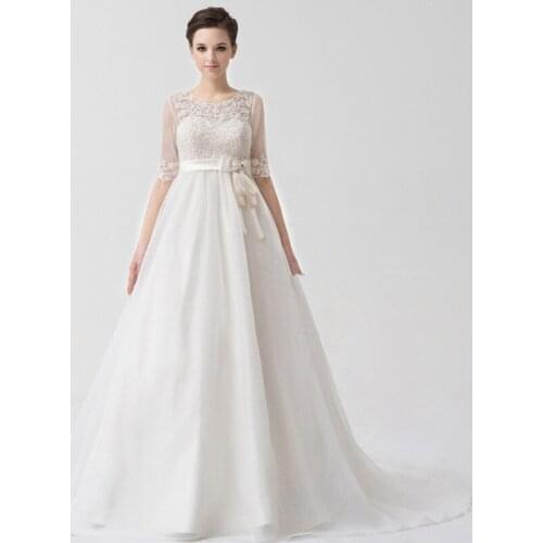 Detachable Jacket Half Sleeves Empire pregnant woman evening gown 2017 Floor Length vestido de noiva Mother of the Bride Dresses