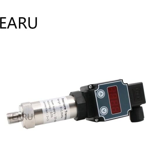 0-5V Output -1~0~10bar/16bar/6bar/25bar, 10-30VDC, G1/4 Thread 0.5%, Pressure Transmitter Pressure Transducer Sensor LCD Display