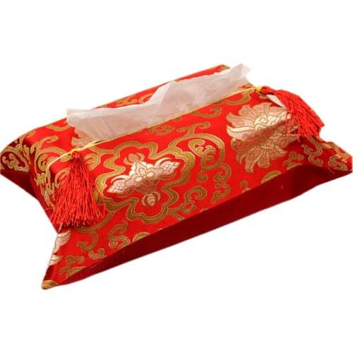 5pcs Pretty Floral Travel Portable Pocket Tissue Box Cover Luxury Napkin Holder Case Silk Brocade Table Paper Storage Bag