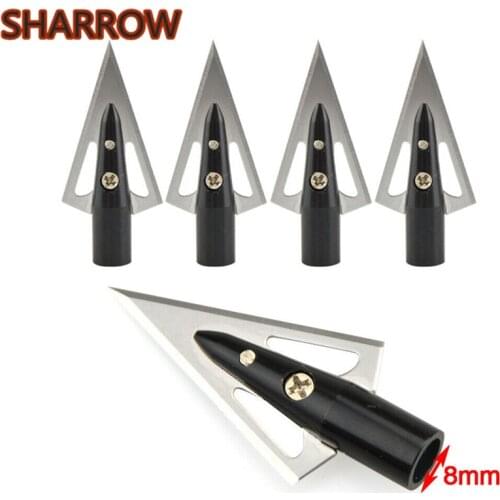 6/12Pcs 100 Grain Blade Arrowheads Hunting Broadheads 2 Fixed Blades Arrow Points Hand Fit 8mm Arrow Shaft Archery Accessories