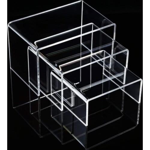 Acrylic Display Risers 3 Size Steps Acrylic Display Stand Anti-Corrosion Clear Showcase Display Shelf for Figure Buffet