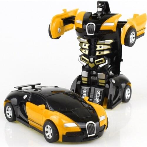 12cm Inertial Impact Transformation Slide Car Robot Toys One-key Deformation Variety Collection Action Figure Gift For Kids Boys