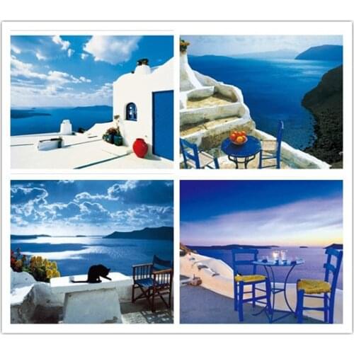 Free shipping greece seascape painting mediterranean landscape canvas prints oil painting on canvas wall art decoration picture