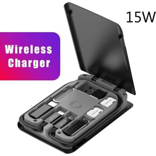 Wireless Charger Box Multi-Function Power Bank Universal Smart Adaptor Card Portable Holder Charging Card SIM Portable Storage