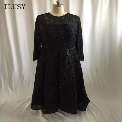ILUSY Glitter Prom Dresses Sparkly Shiny Beautiful A-line Prom Dress Fashion Maxi Long Sleeve Dress Prom Gowns Vestido de noche