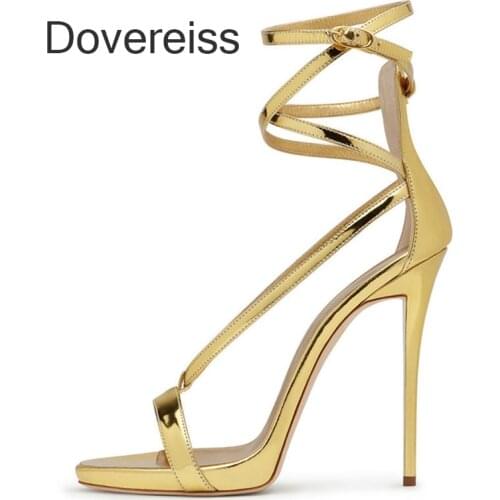 Summer Women New Fashion Sexy Clear Heels Pure Color Gold Silver Narrow Band Stilettos Heels Sandals 44 45