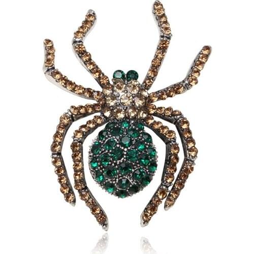 New Vintage Insect Spider Rhinestone Brooch Korean Fashion Suit Shirt Lapel Pin Corsage Gifts for Women Men Accessories Jewelry