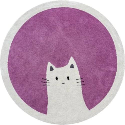 Baby Play Mat Crawling Carpet Kids Room Floor Rug Round Cartoon Cat Printed Game Pad Playmat Bedroom Nursery Decor